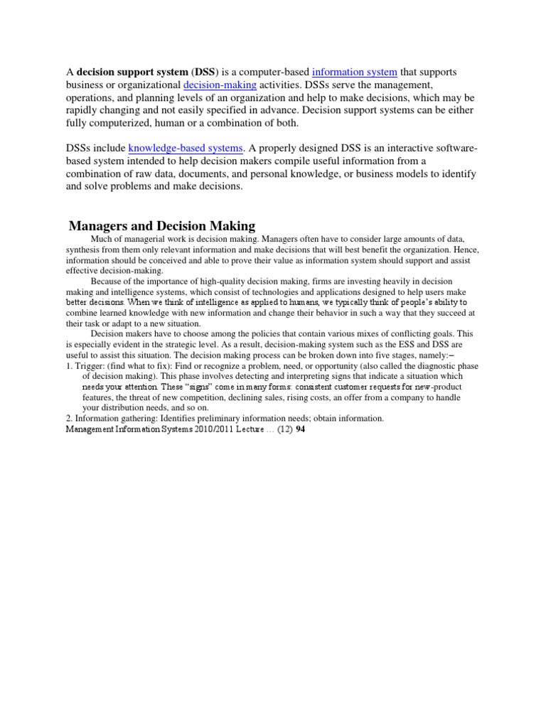 A Decision Support System | PDF
