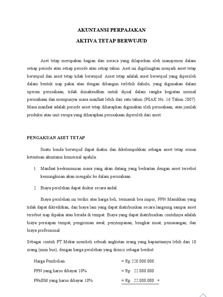 Ak. Pajak Aktiva Tetap N Tidak Berwujud