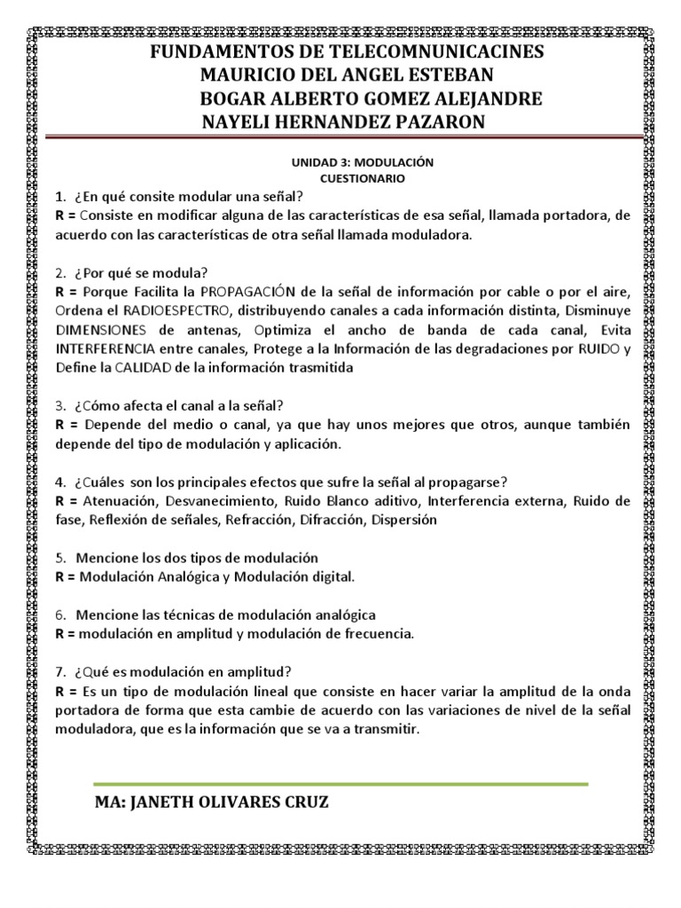 Fundamentos de Modulación en Telecomunicaciones | PDF | Modulación ...