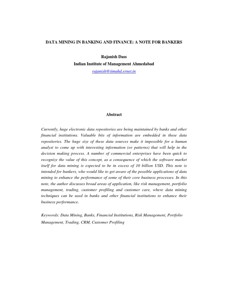 Data Mining Applications in Banking | PDF