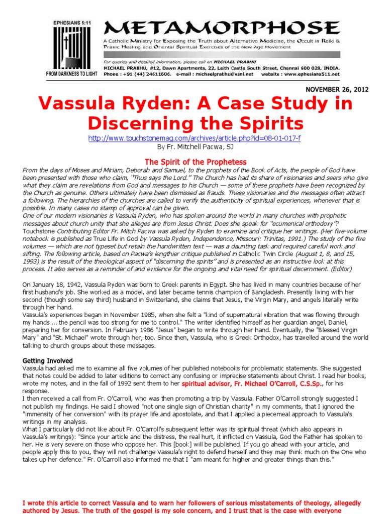 Vassula Ryden: Discerning Prophetic Claims | PDF | Religion & Spirituality