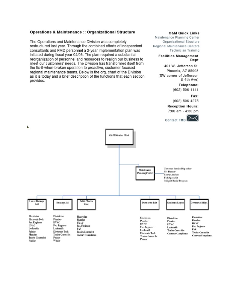 Operations and Maintenance Division Overview | PDF