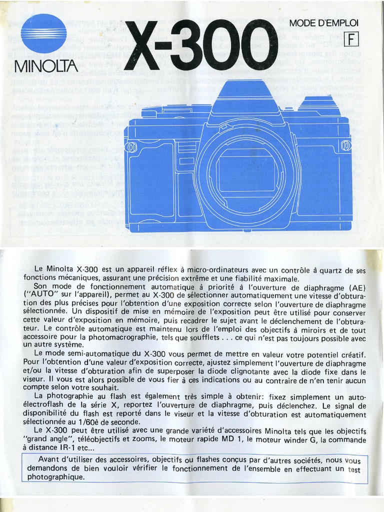 Mode d'emploi Konica Minolta X-300 (40 des pages