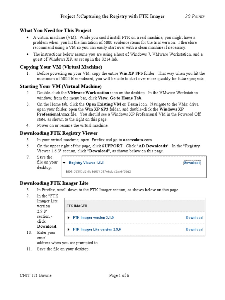 P05 Ftk Capture Registry Windows Registry Virtual Machine