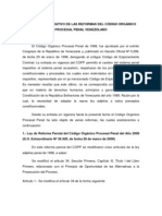 ANÁLISIS COMPARATIVO DE LAS REFORMAS DEL CÓDIGO ORGÁNICO PROCESAL PENAL VENEZOLANO (1)