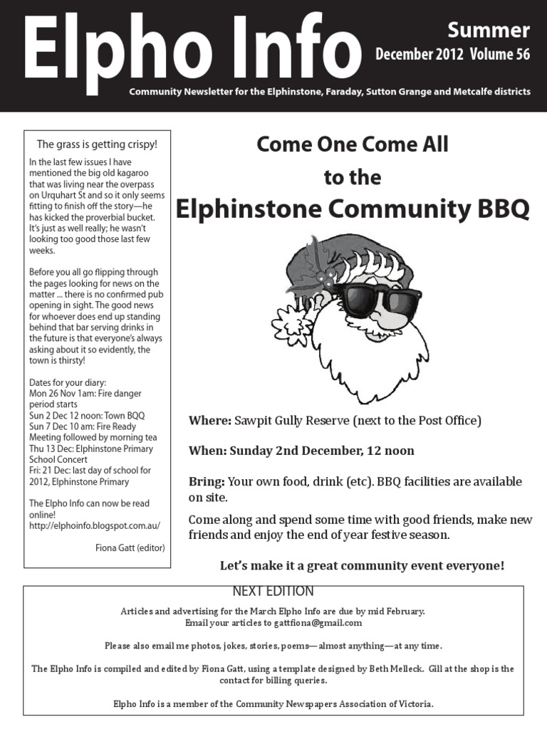 Elphinstone Community BBQ Come One Come All To The PDF Massage