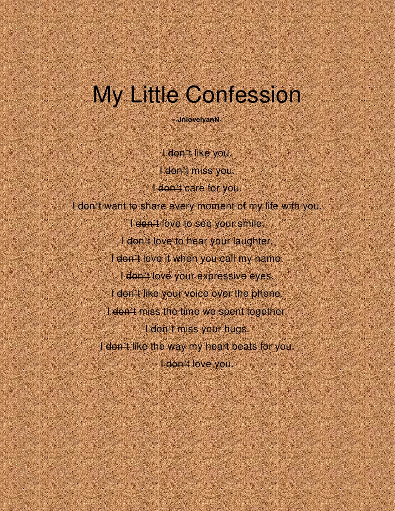 My Little Confession: A Heartfelt Rejection | PDF | Language Arts ...