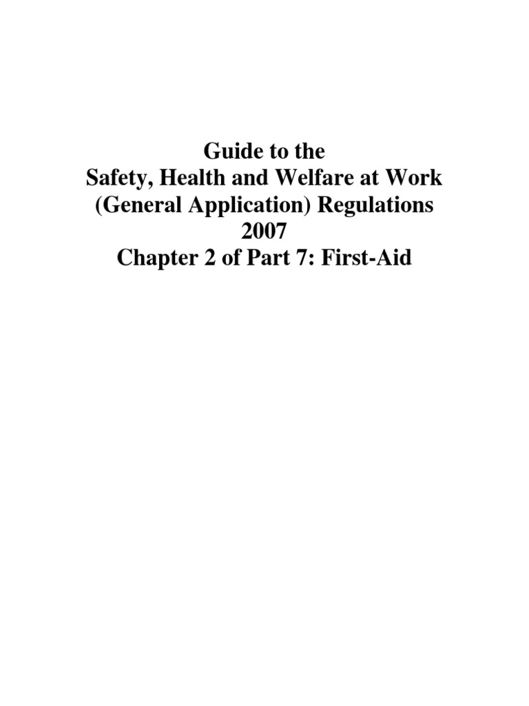 Guide to Workplace FirstAid Regulations PDF First Aid Employment