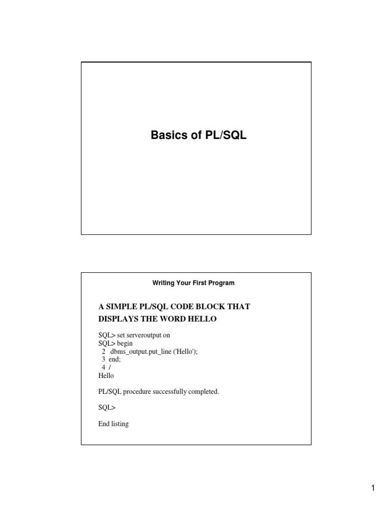 Oracle Basics of PL - SQL | PDF