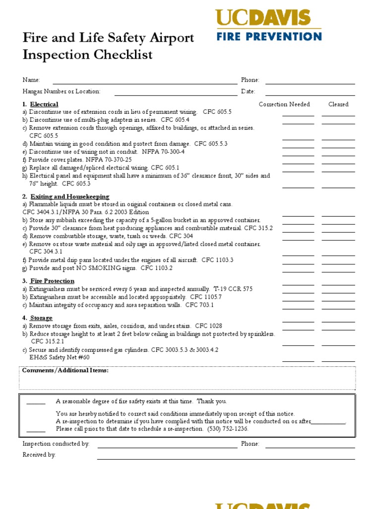 Airport Inspection Checklist PDF Flammability Electrical Wiring