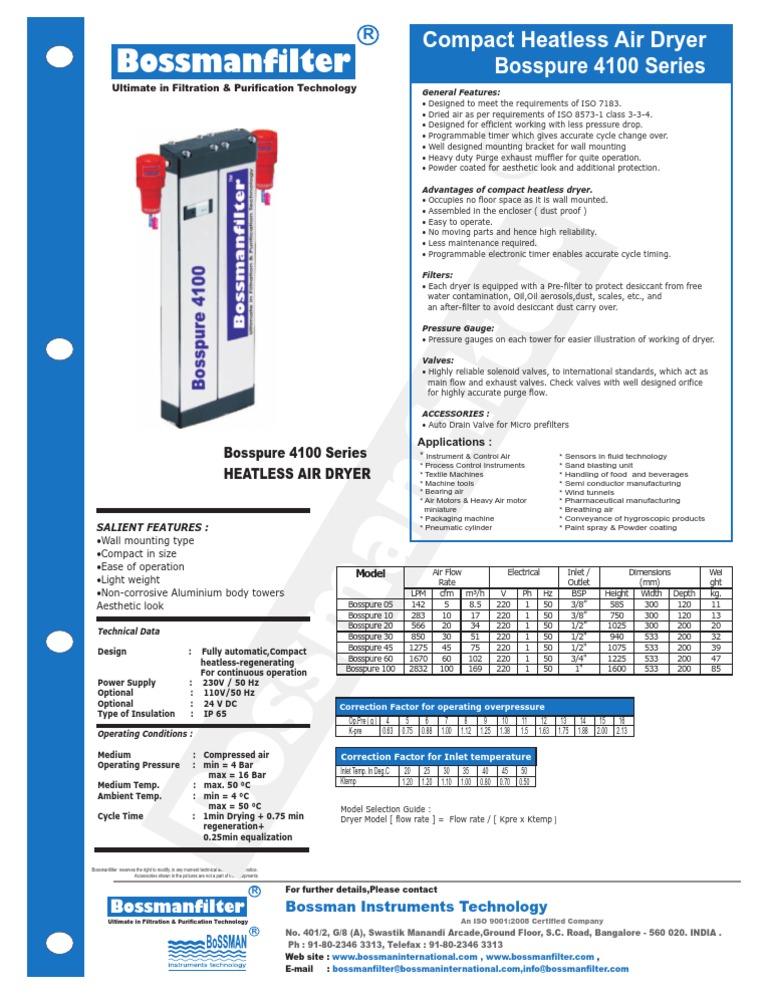 Compact Heatless Air Dryers Guide | PDF | Clothes Dryer | Filtration