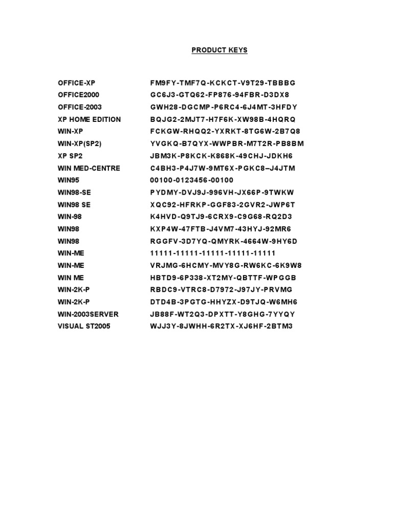 Product Keys for Microsoft Software | PDF | Business | Technology ...