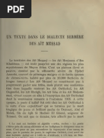 Un Texte Berbère Dans Le Dialecte Berbère Des Ait Messad - E.Laoust