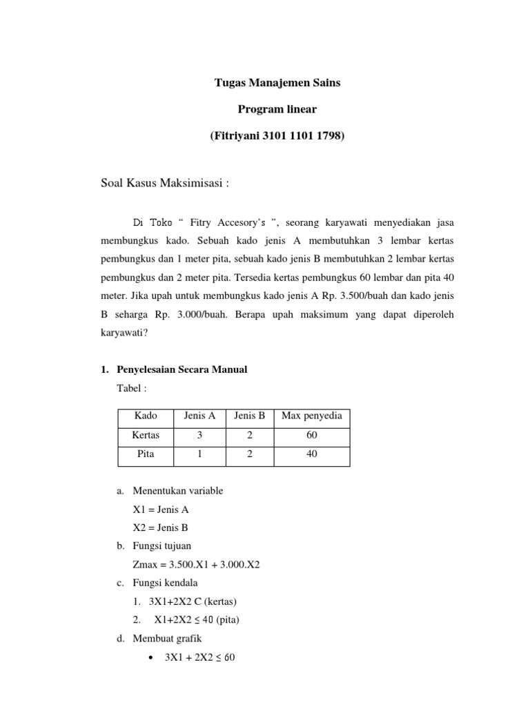 contoh soal program linear