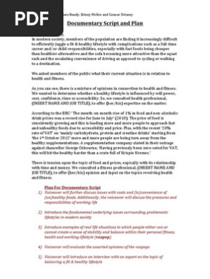 Documentary Script and Plan