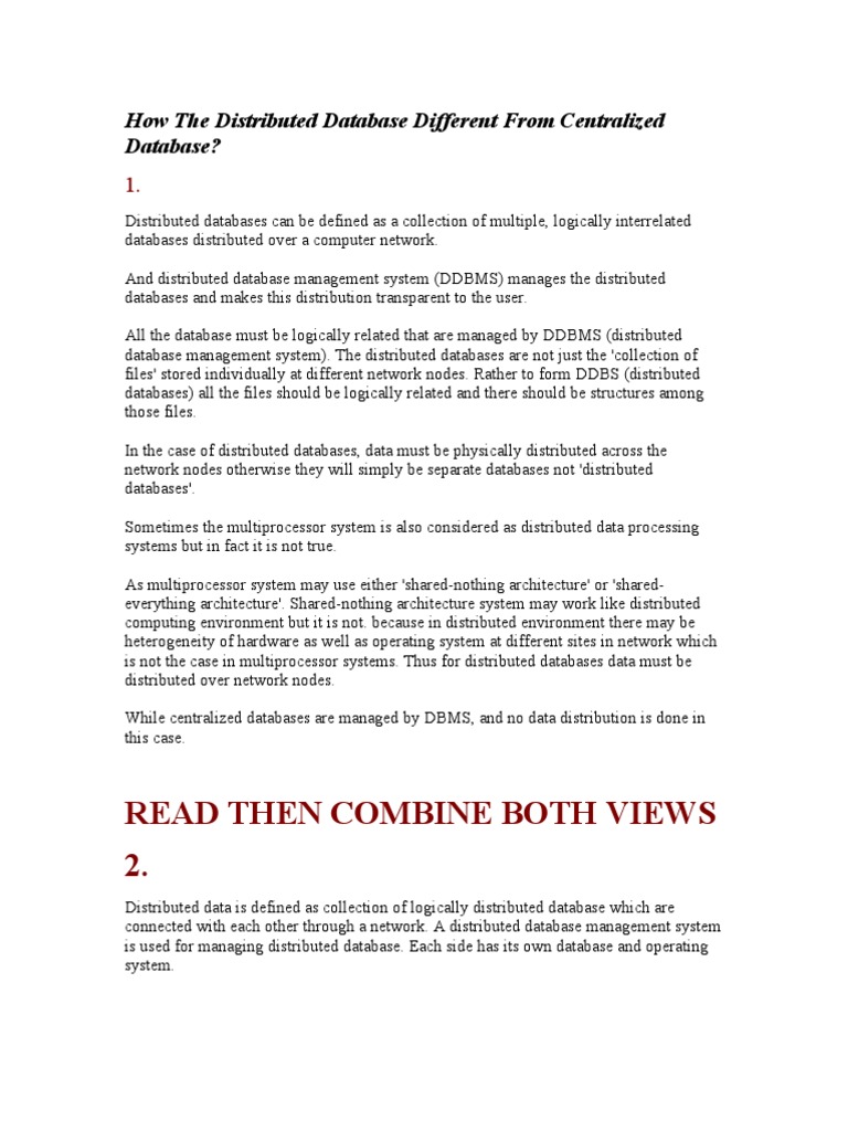 How The Distributed Database Different From Centralized Database | PDF ...