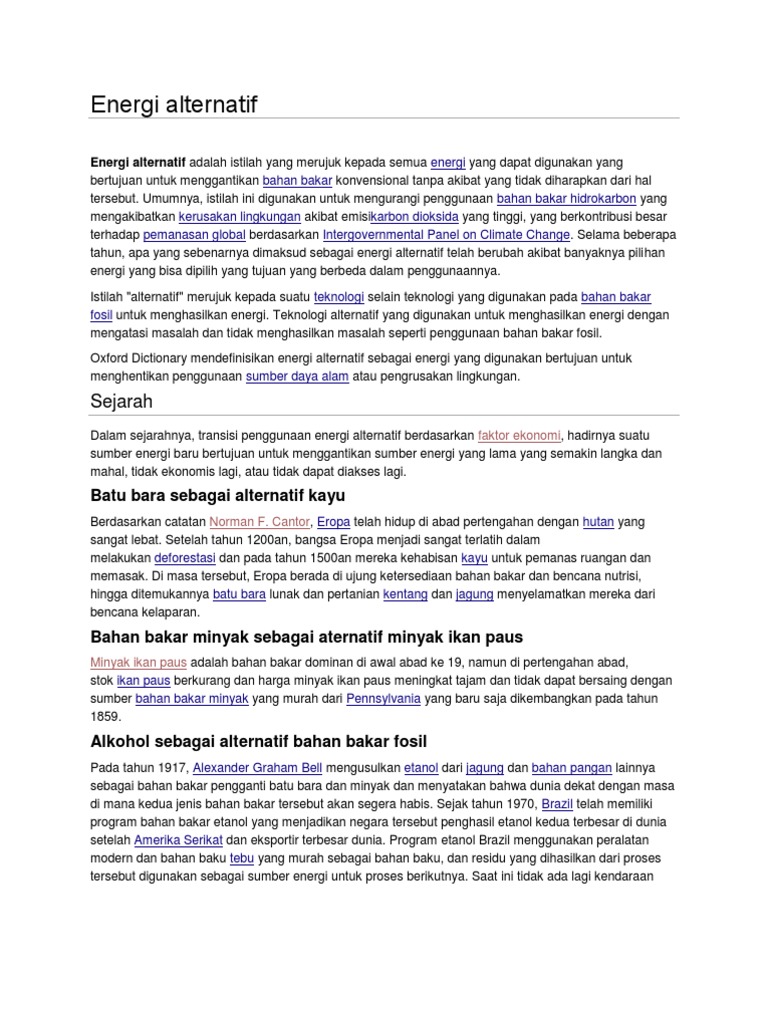 Energi Alternatif dan Sejarahnya | PDF