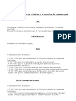 Paiement des frais de création et d'exercice du commerçant