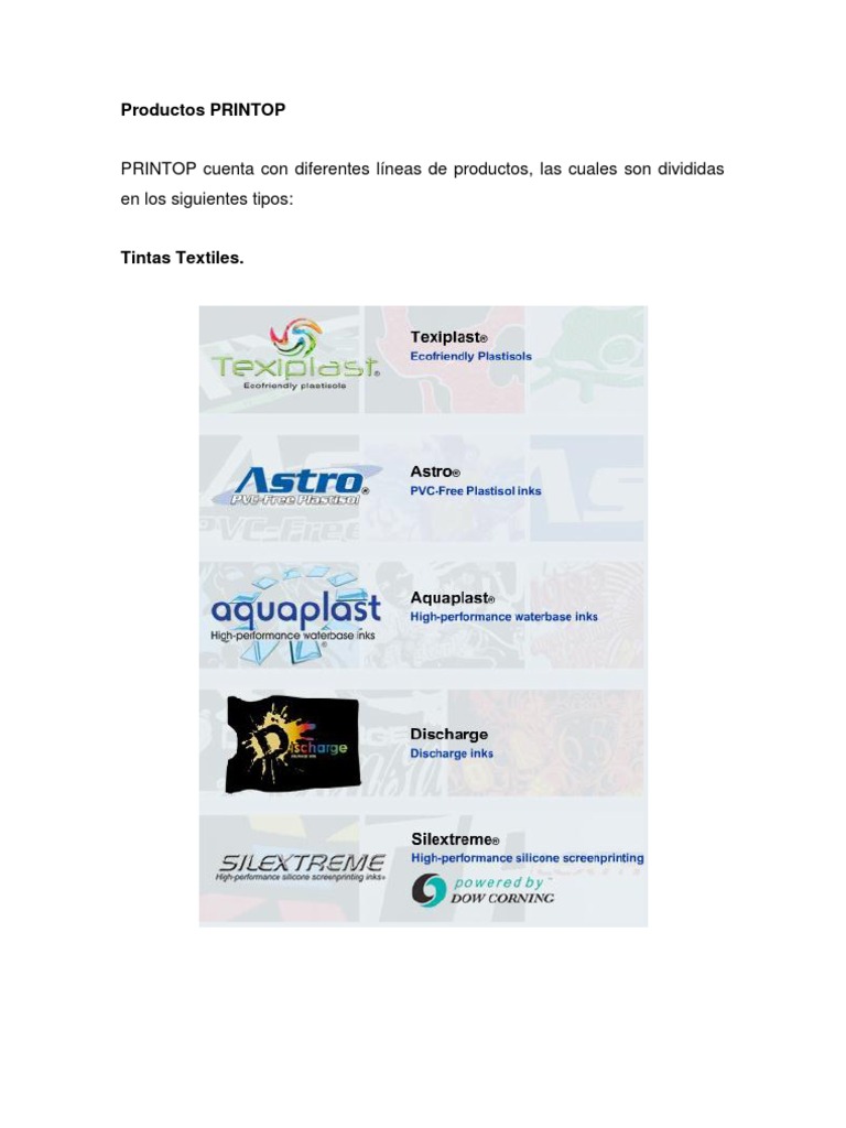 Tintas PRINTOP para Serigrafía Textil | PDF | Aluminio | Materiales de ...