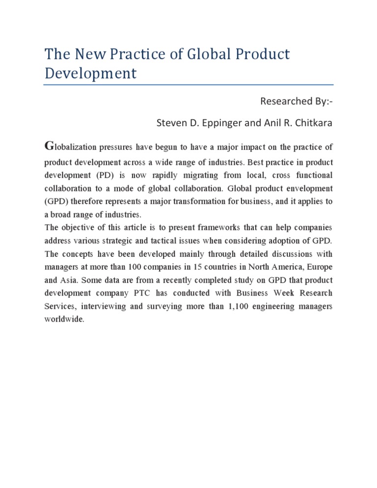 Transforming Global Product Development | PDF | Career & Growth ...