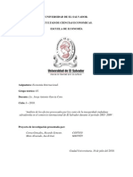 Análisis de Los Efectos Provocados Por Los Costes de La Inseguridad Ciudadana Salvadoreña en El Comercio Internacional de El Salvador Durante El Período 2003 - 2009