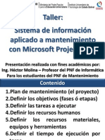 Taller: Sistema de Información Aplicado A Mantenimiento Con Microsoft Project 2010