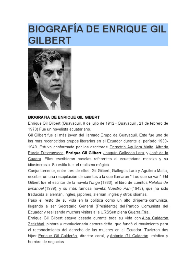 BIOGRAFÍA DE ENRIQUE GIL GILBERT Ecuador Ciencia (general)