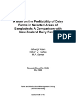 A Note on the Profitability of Dairy Farms in Selected Areas of Bangladesh