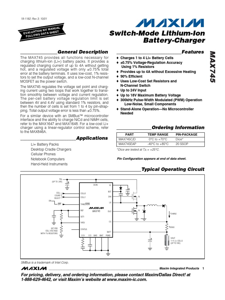 MAX745 Battery Charger Rectifier