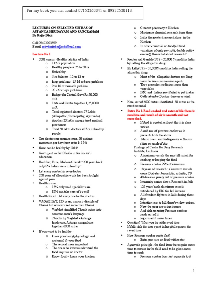 Rajiv Dixit on Health (Ayurveda) Ayurveda Foods