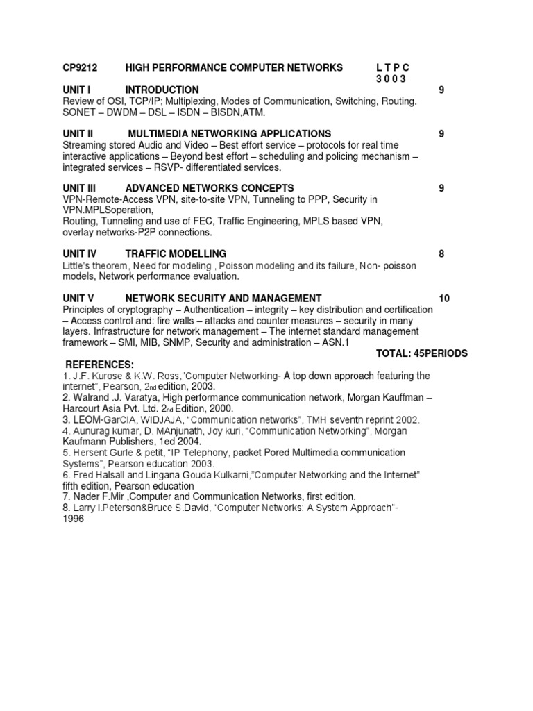 High Performance Computer Networks Overview | PDF | Communications ...