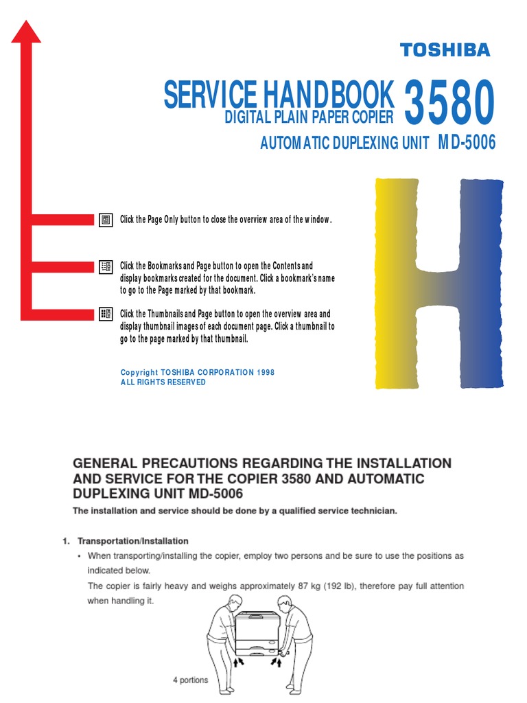 Service Handbook Digital Plain Paper Copier Automatic Duplexing Unit