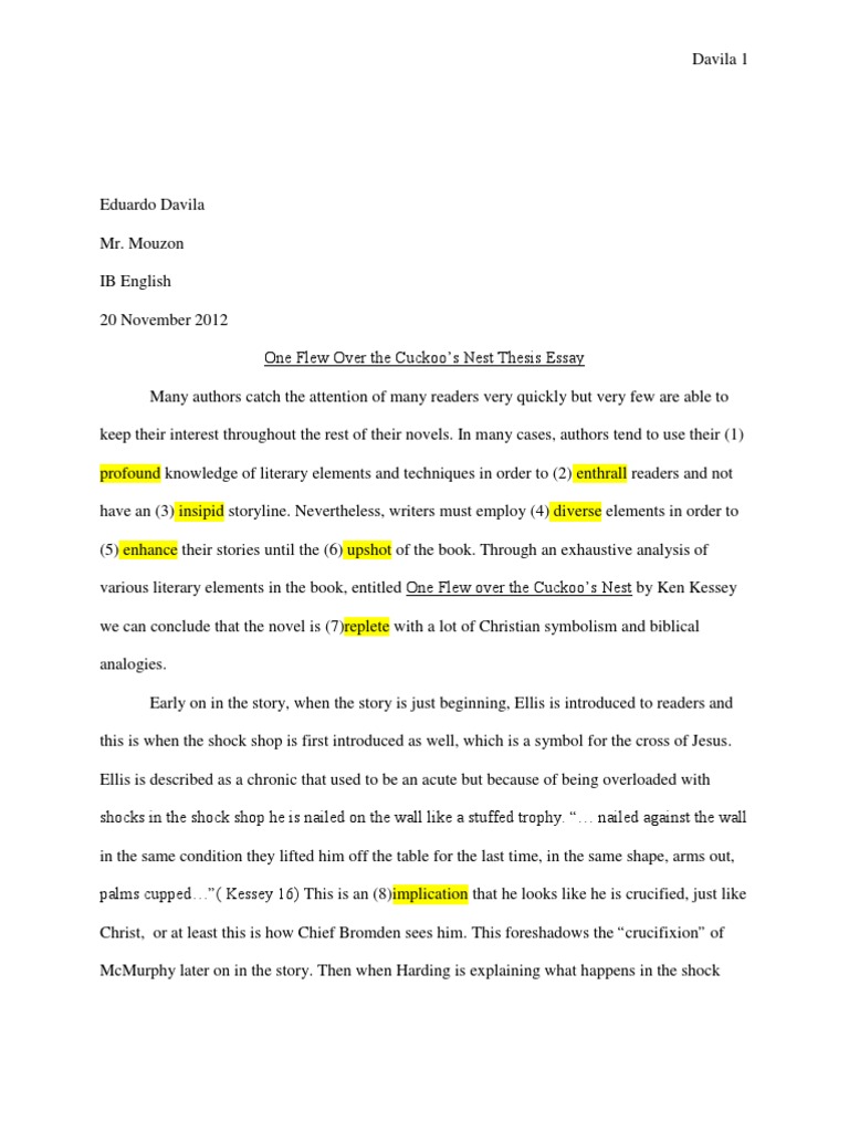 One flew over the cuckoo's nest essay thesis picture