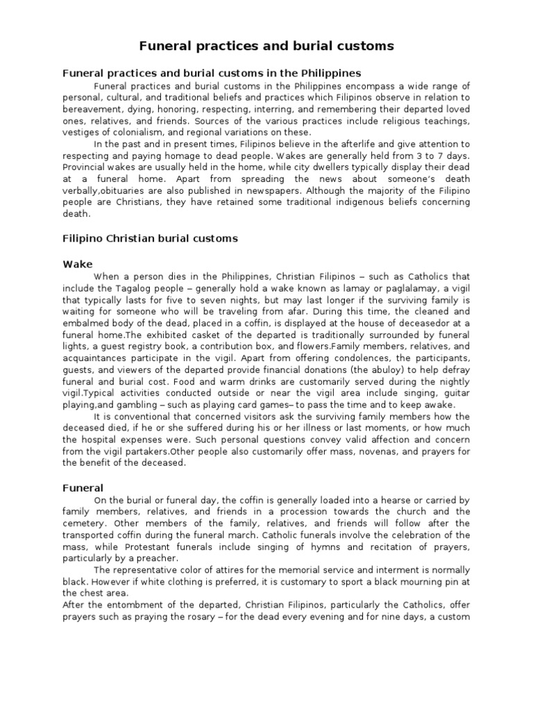 Funeral Practices and Burial Customs Funeral Cultural Anthropology