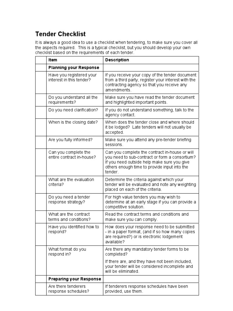 tender-checklist-specification-technical-standard-business