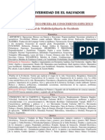 CONTENIDO TEMÁTICO PRUEBA DE CONOCIMIENTO ESPECIFICO Facultad de Multidisciplinaria de Occidente