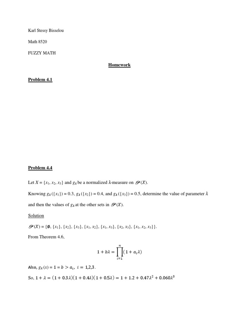 Fuzzy Math Homework Solutions | PDF