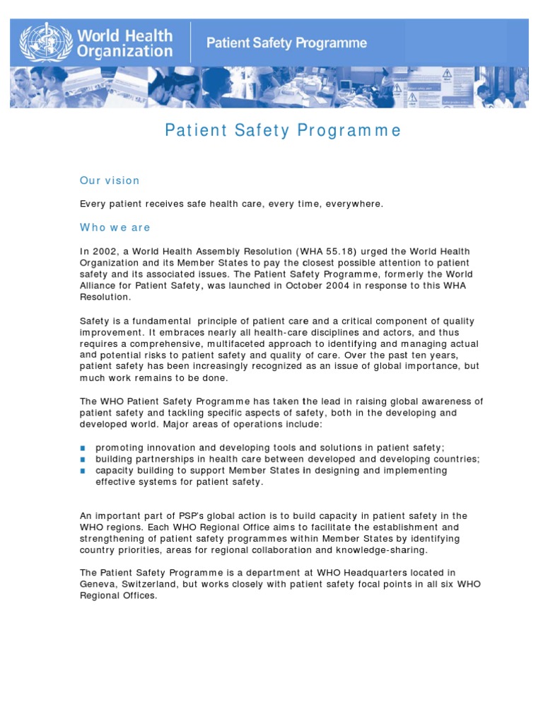 PSP Fact Sheet May 2012 Download Free PDF Patient Safety Public