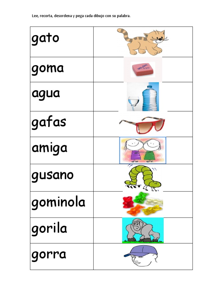 Silabas Ga Gue Gui Go Gu Palabras Con G Actividades De Letras Images ...
