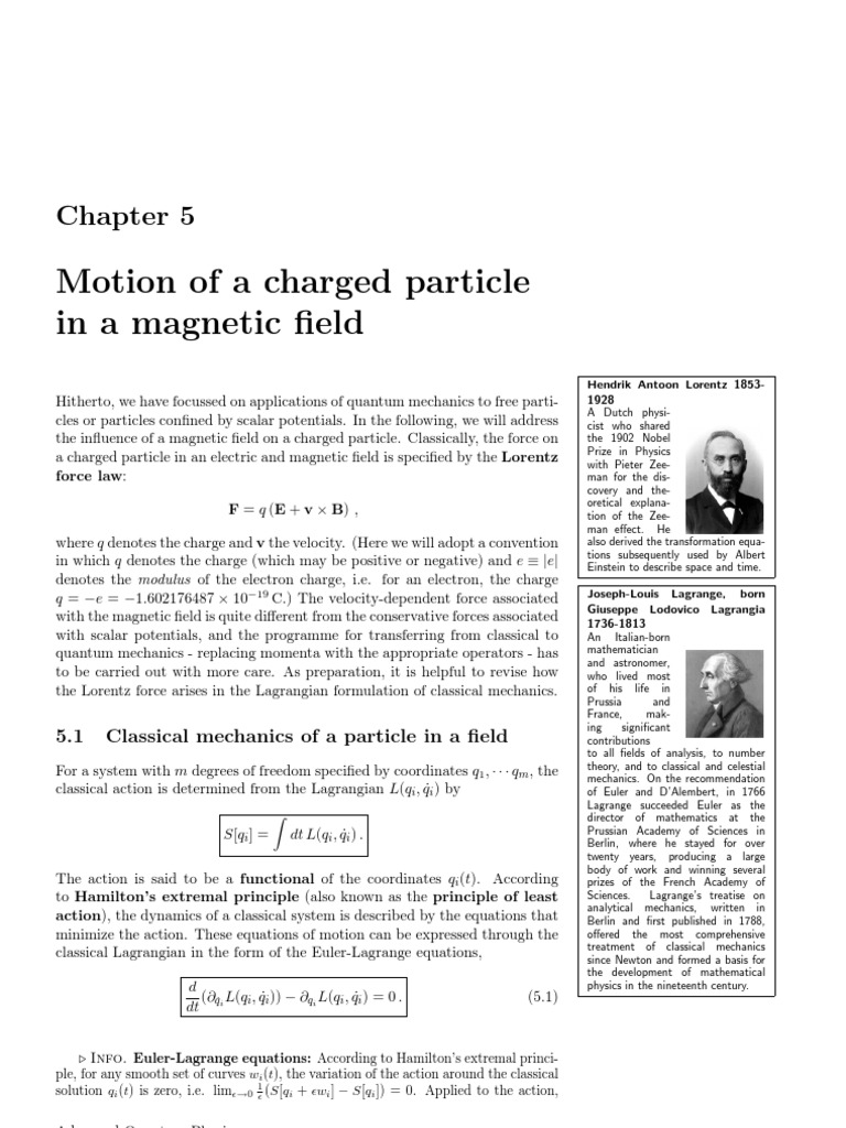 Motion of A Charged Particle in A Magnetic Field | PDF