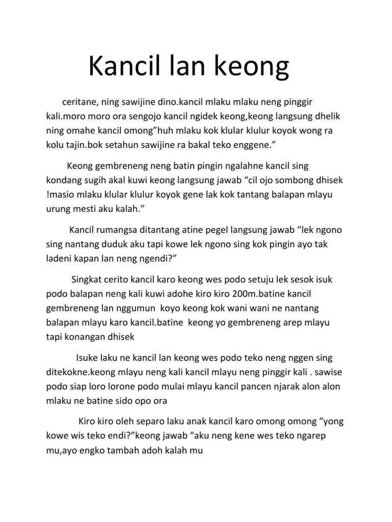 Dongeng Fabel Bahasa Jawa Kancil