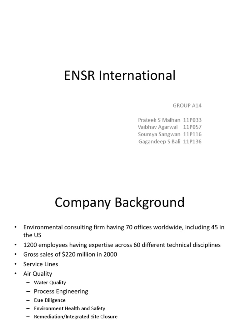ENSR International: Strategies for Growth | PDF