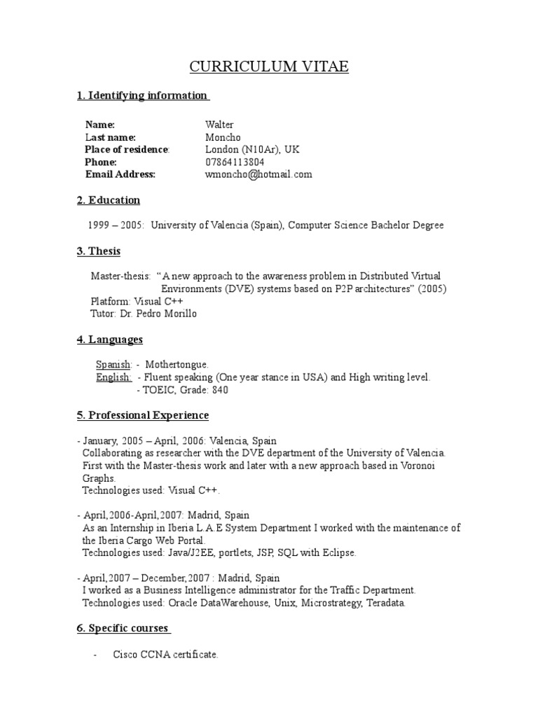 Walter Moncho's CV: Tech & Research Profile | PDF