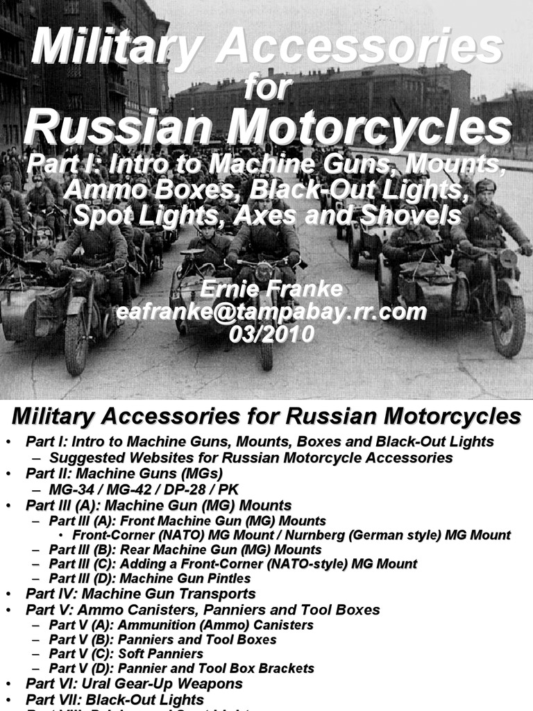 Military Accessories For Russian Motorcycles | PDF | Machine Gun | Firearms