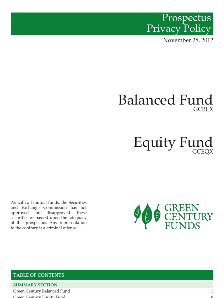 Green Century Funds' Prospectus Bonds (Finance) High Yield Debt