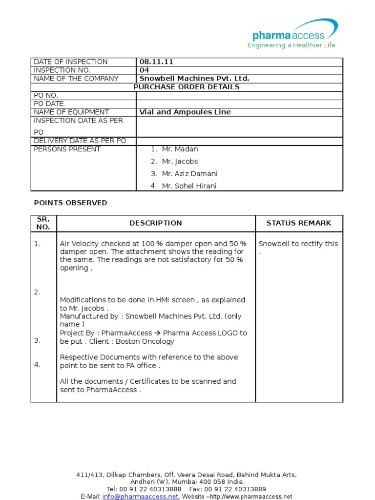 Inspection Report Format | PDF