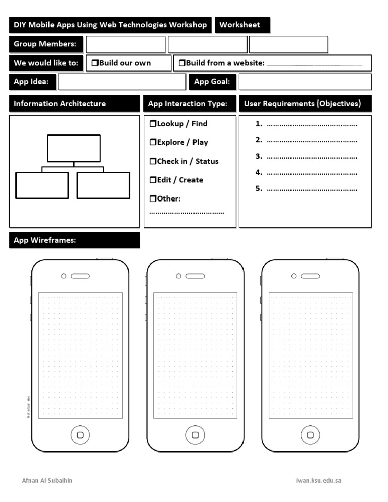 DIY Mobile App Development Worksheet | PDF