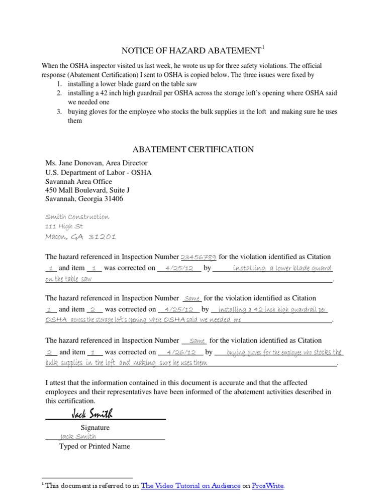 Hazard Abatement Notice
