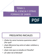 TEMA 1 Filosofía, Ciencia y Otras Formas de Saber