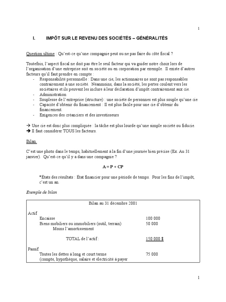 Droit Fiscal - Notes de Cours Sur L'impôt Et Le Revenu | PDF | Impôt ...